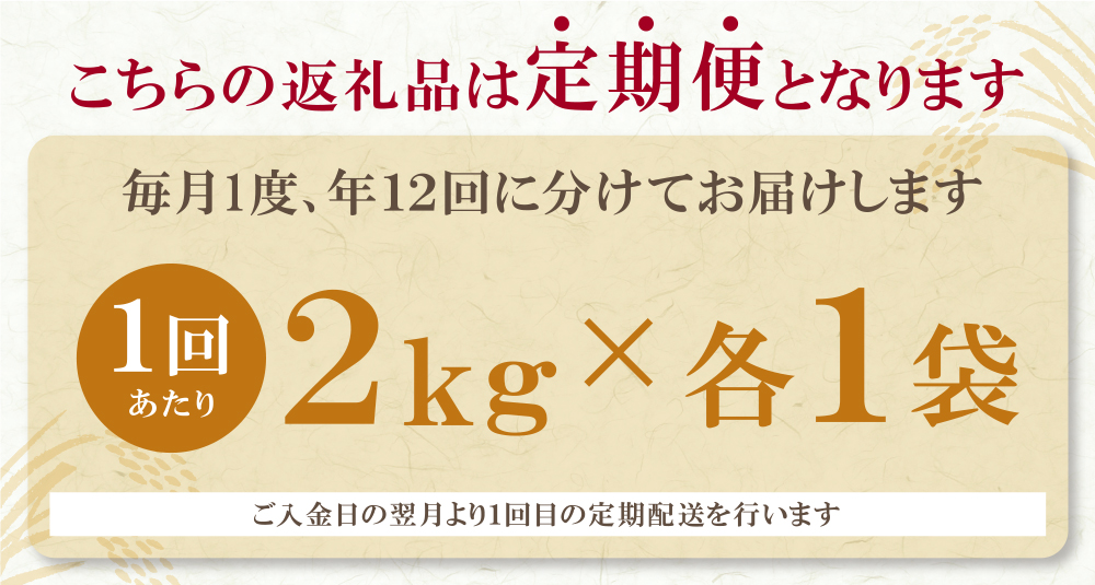 研ぐお米 福岡県産3種セット6kg定期便(毎月・年12回)