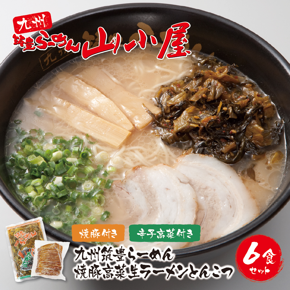 九州筑豊ラーメン 焼豚高菜生ラーメンとんこつ6食セット