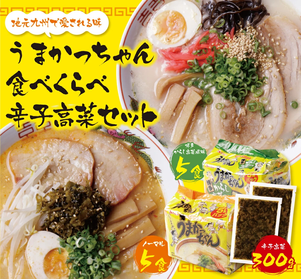 うまかっちゃん 博多からし高菜風味食べ比べセット（5食×2）辛子高菜300g付